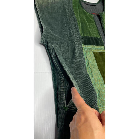 Vtg Banderas Piera Vest Coat Patchwork L/XL Corduroy Green Quilted Lined - Picture 7 of 8